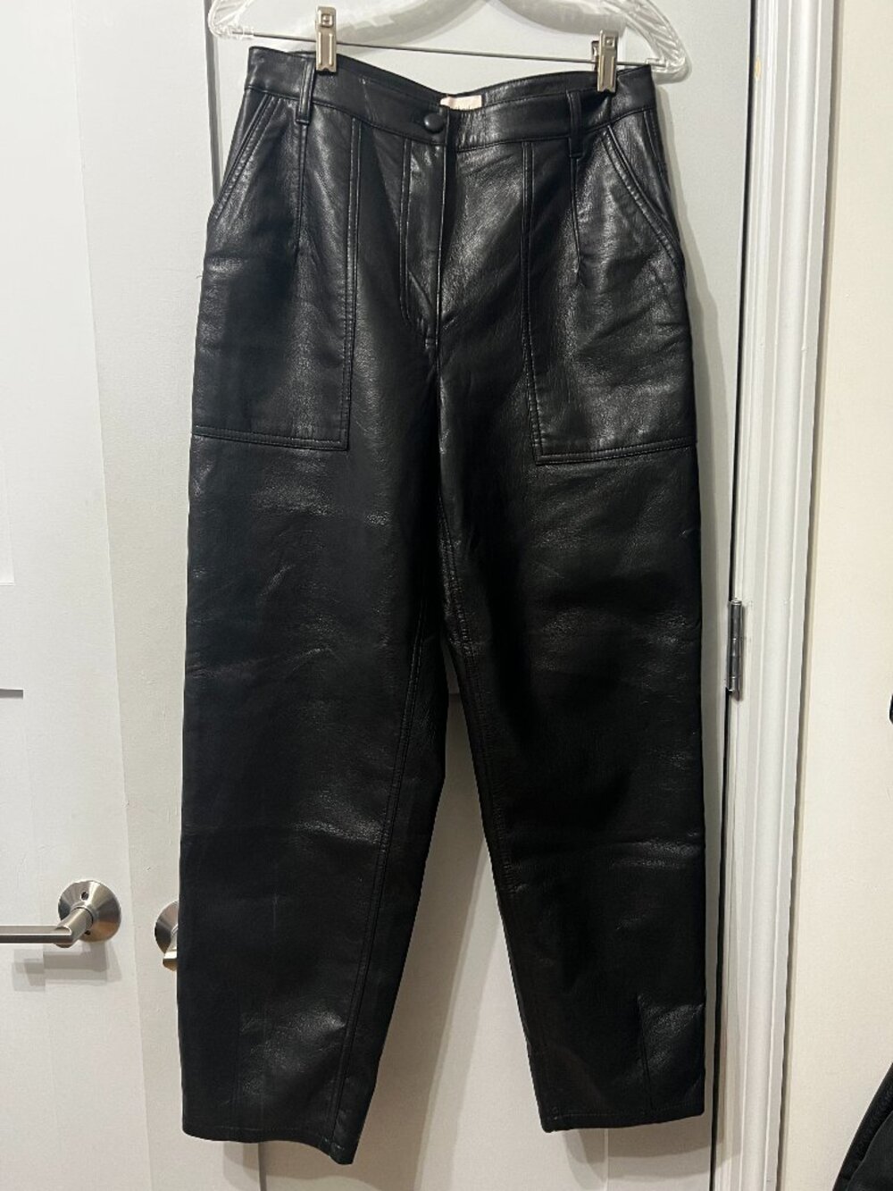 Aritzia Black Straight-Leg Faux Leather Pants